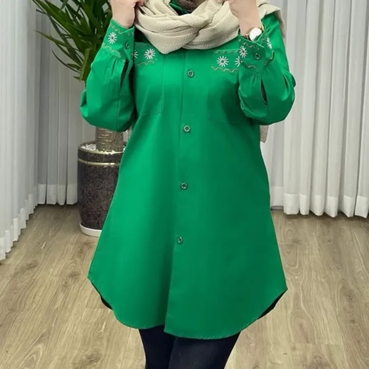 شومیز مانتویی لنین گلدوزی شده نازگل