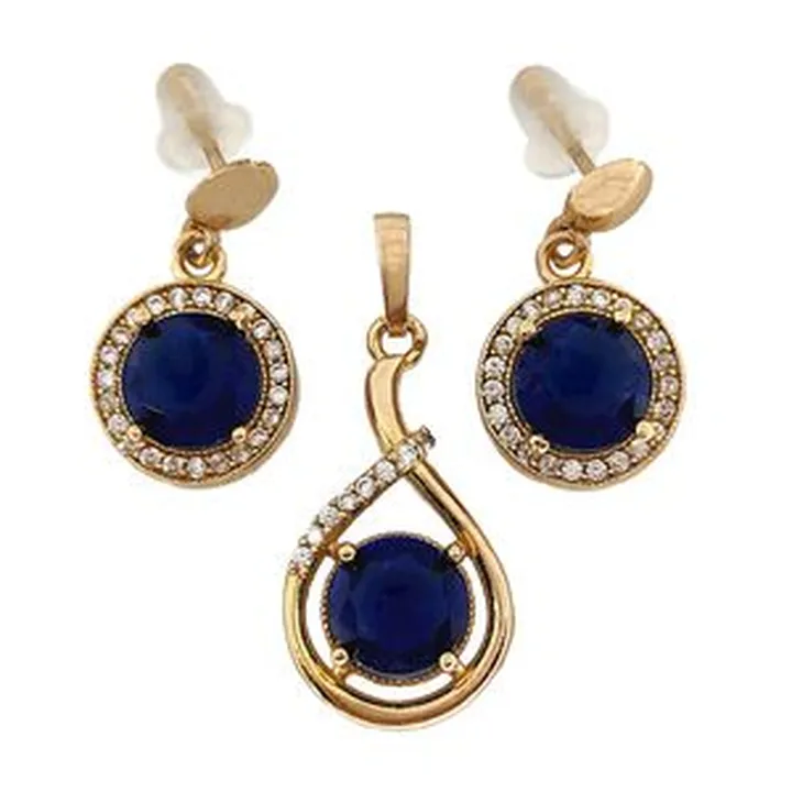 نیم ست طلا 18 عیار زنانه طلا و جواهرسازی افرا مدل یاقوت کبود ۳۹۲