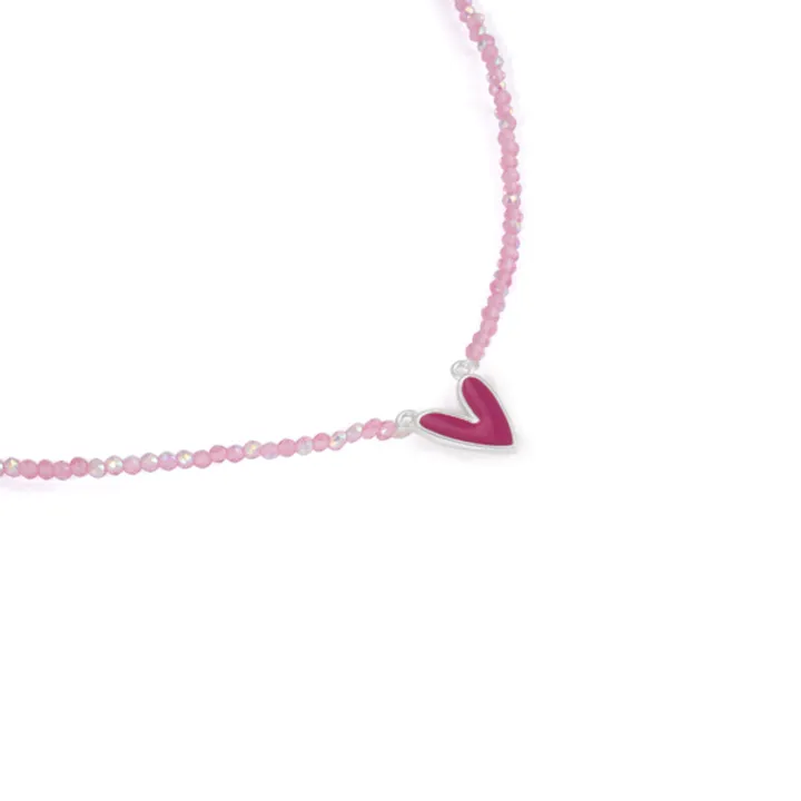گردنبند نقره قلب صورتی