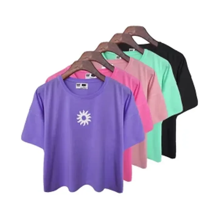 تیشرت کراپ طرح خورشید دخترانه (13 تا 17 سال) کد 629259