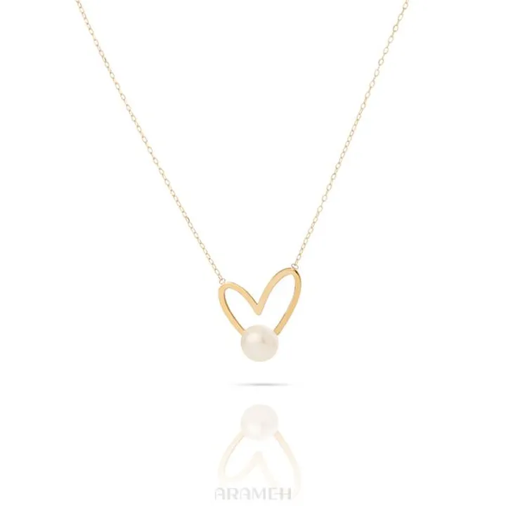 گردنبند قلب حالت دار و مروارید