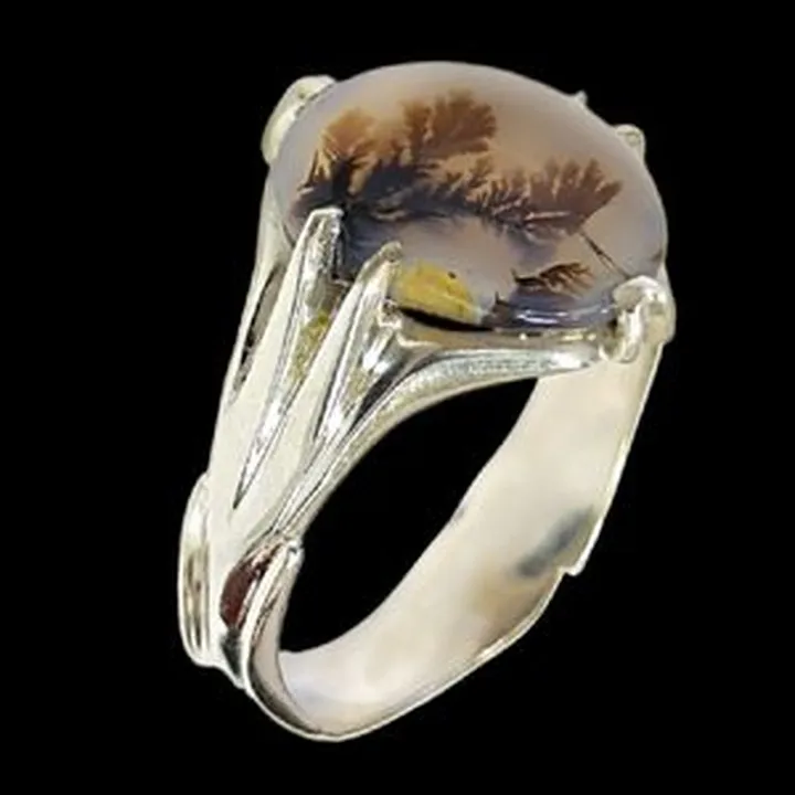 انگشتر نقره مردانه مدلعقیق شجر طبیعی رکاب دست ساز کد 7105