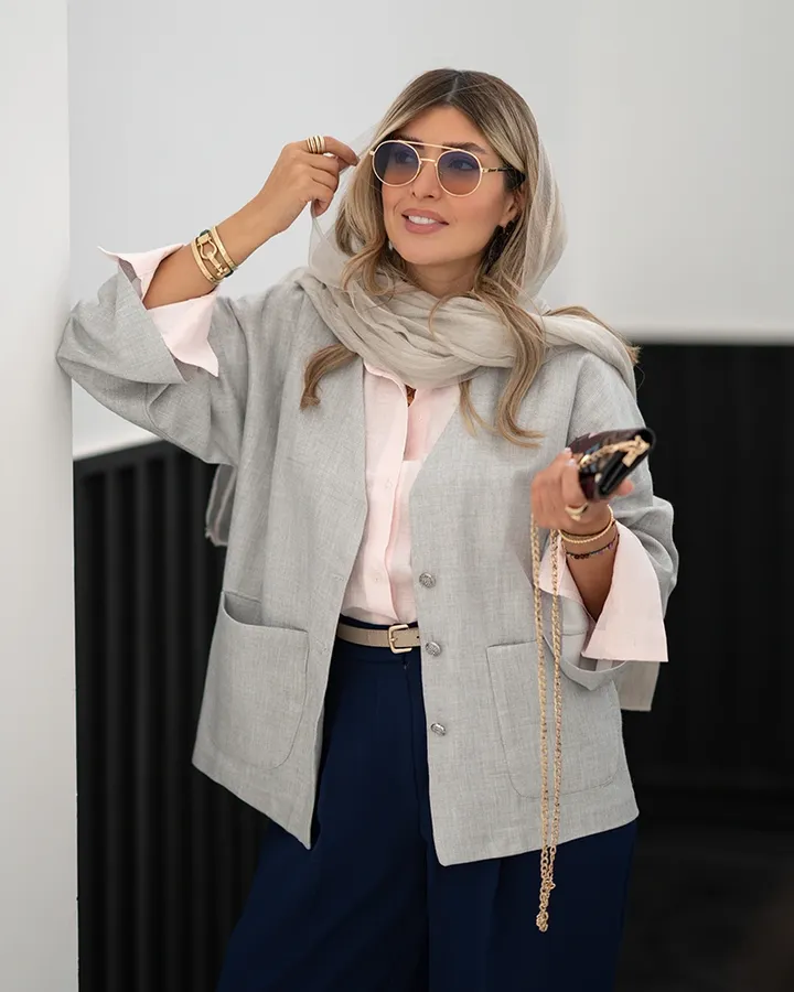 کت لینن نقره ای
