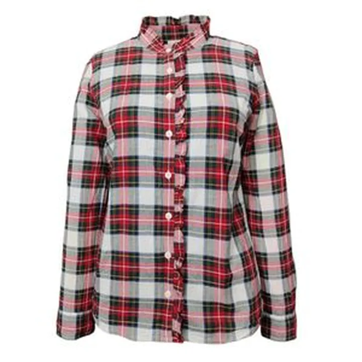 شومیز آستین بلند یقه ایستاده زنانه مدل چهارخانه