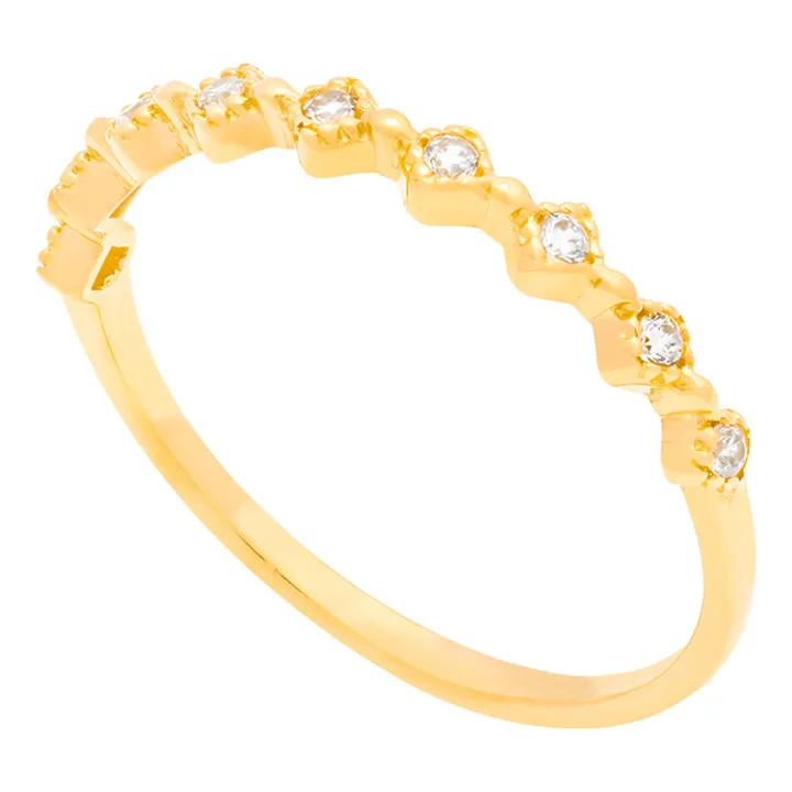 انگشتر طلا 18 عیار زنانه وی گالری مدل نیمه نگین کد...