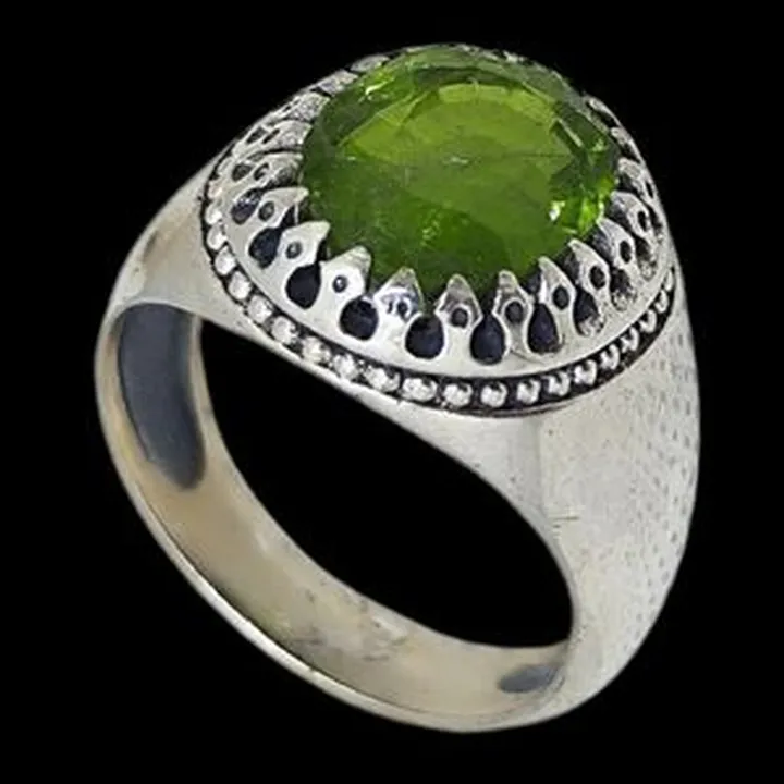 انگشتر نقره زبرجد مردانه مدل رکاب دست ساز کد 31200