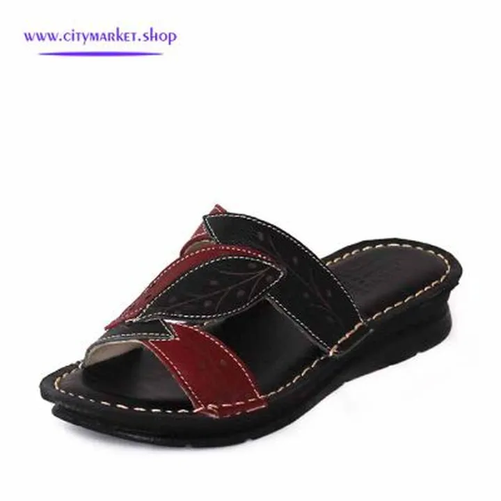 دمپایی زنانه چرم یاپراق BL002