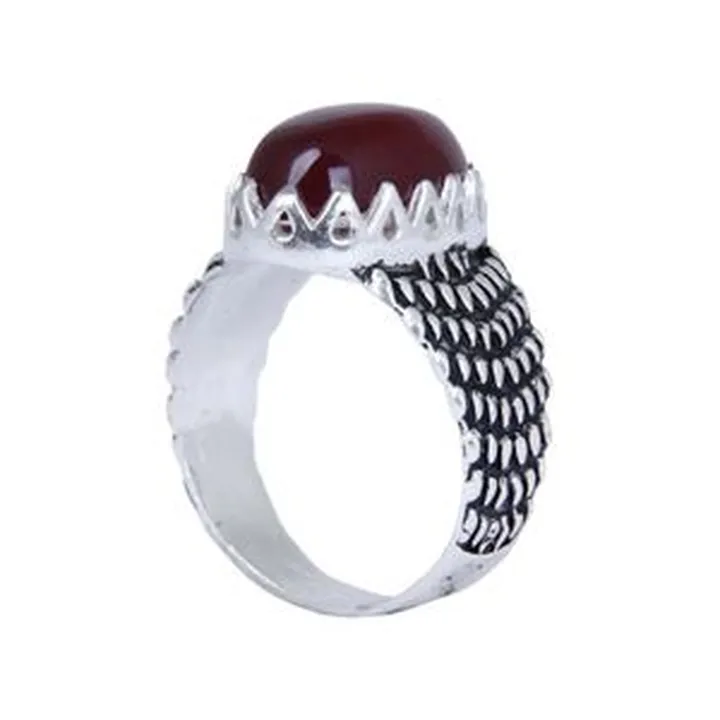 انگشتر نقره مردانه مدل رکاب سیلندری سنگ عقیق کد AM_5206