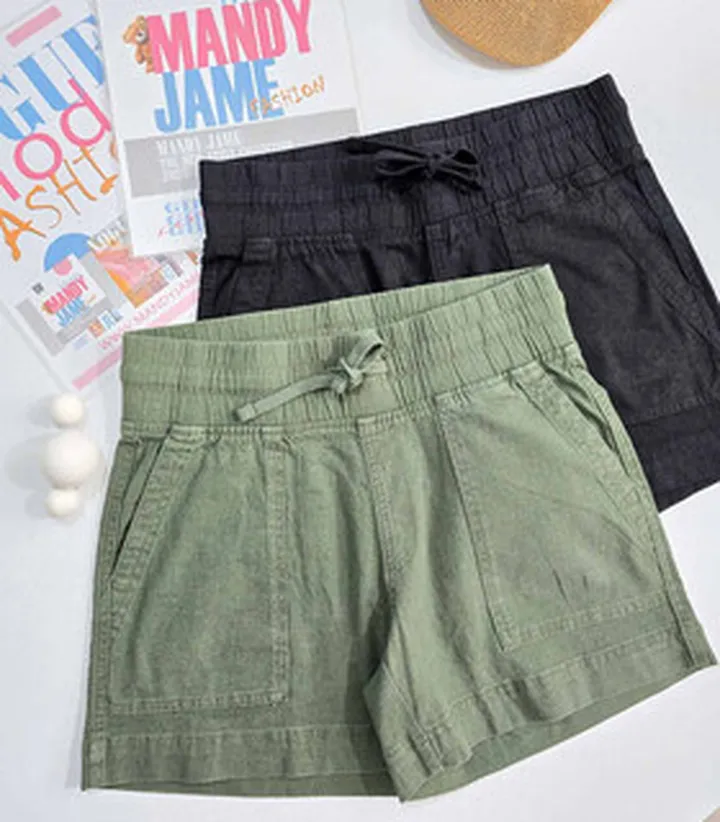 شلوارک لینن کمرپهن کد 4596