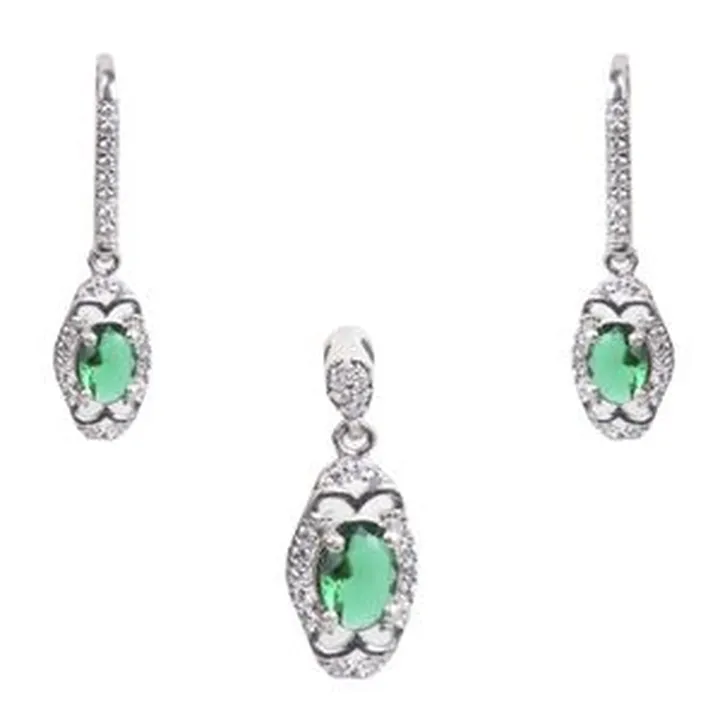 نیم ست نقره زنانه مدل قالب جواهری کوارتز ابکاری رادیوم کد NTR-572