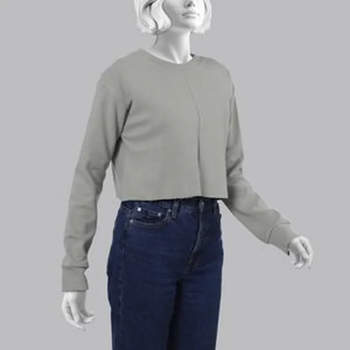 بلوز آستین بلند یقه گرد زنانه سرژه مدل 203518 رنگ سبز سدری