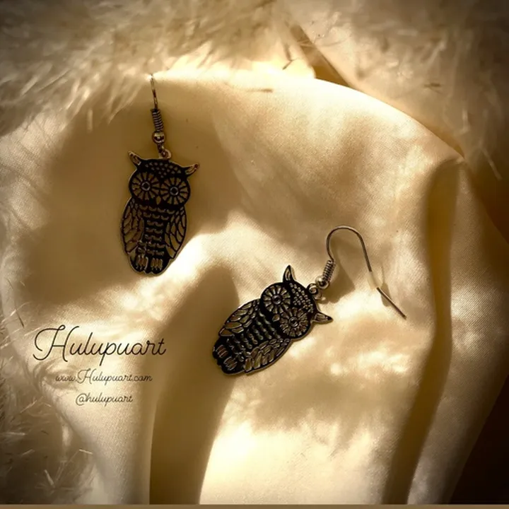 گوشواره دستساز Hulupuart طرح Owl