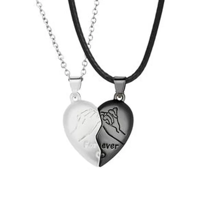 گردنبند مدل دوستی قلب و عشقFor ever مجموعه دو عددی