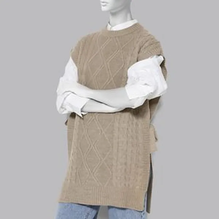 وست یقه گرد بافت زنانه مدل 650077105 طرح ترندیول