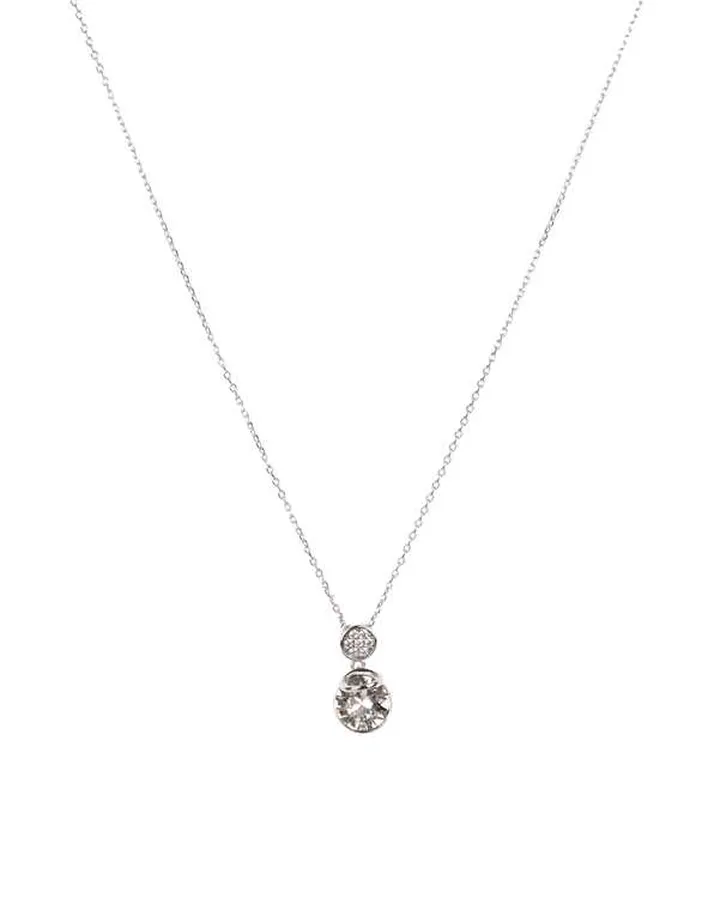گردنبند دایره نگین دار نقره ای طرح سواروسکی SWAROVSKI