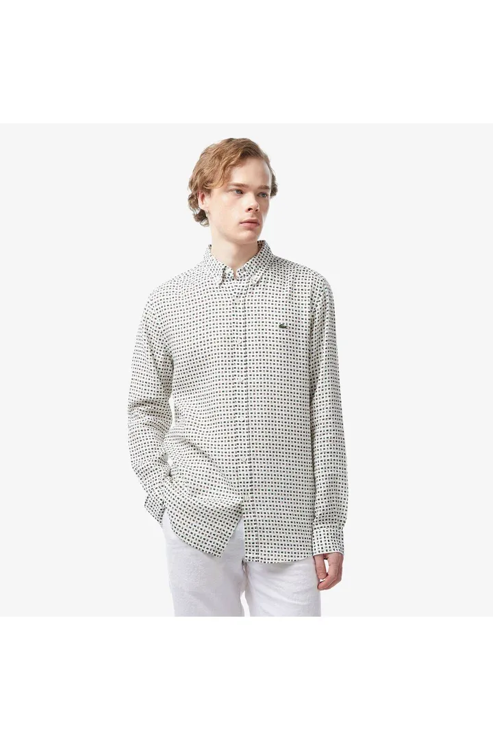 <span class="text-styled__StyledSpan-sc-d280c10c-1 dvOaRP">Lacoste< span>پیراهن مردانه با یقه دکمه دار با طرح بژ