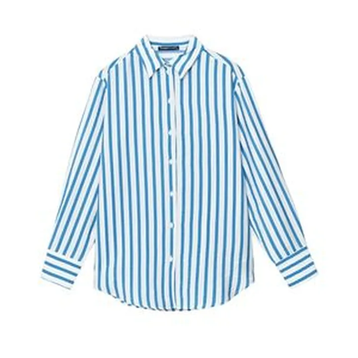 شومیز آستین بلند یقه برگردان زنانه ال سی وایکیکی مدل سوپرپنبه اسلیم افکت