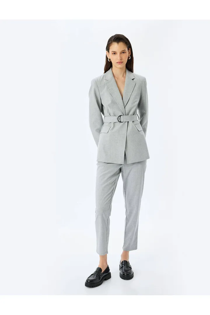 Kotonکمر بلند کمر شلوار لباس جیب پوشیده شده