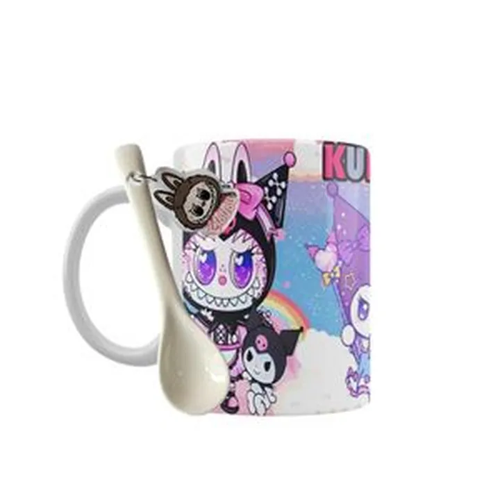 ماگ مدل لابوبو لبوبو کرومی کیوت فانتزی کد 307 به همراه قاشق