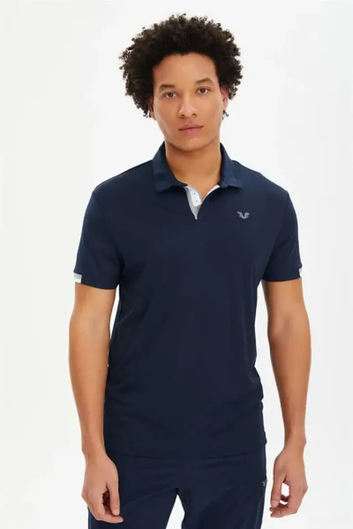 تیشرت یقه دار مردانه بیلسی 0508- سرمه ای