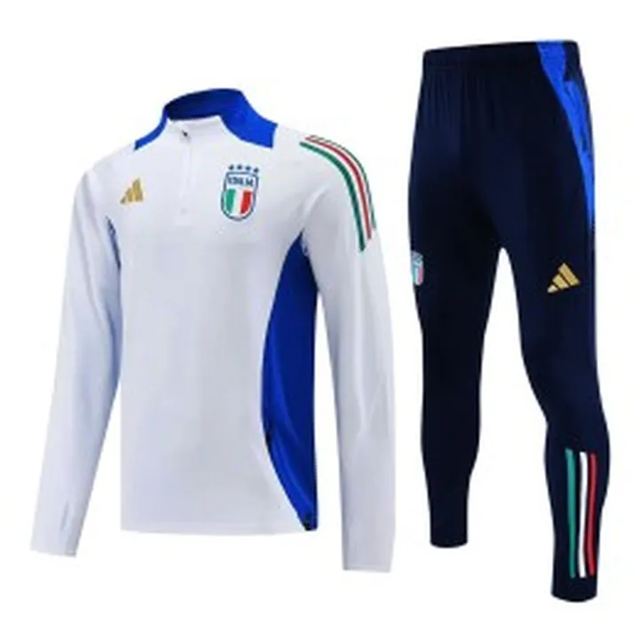 ست نیم زیپ شلوار ایتالیا Italie 2025 White Blue Tracksuit