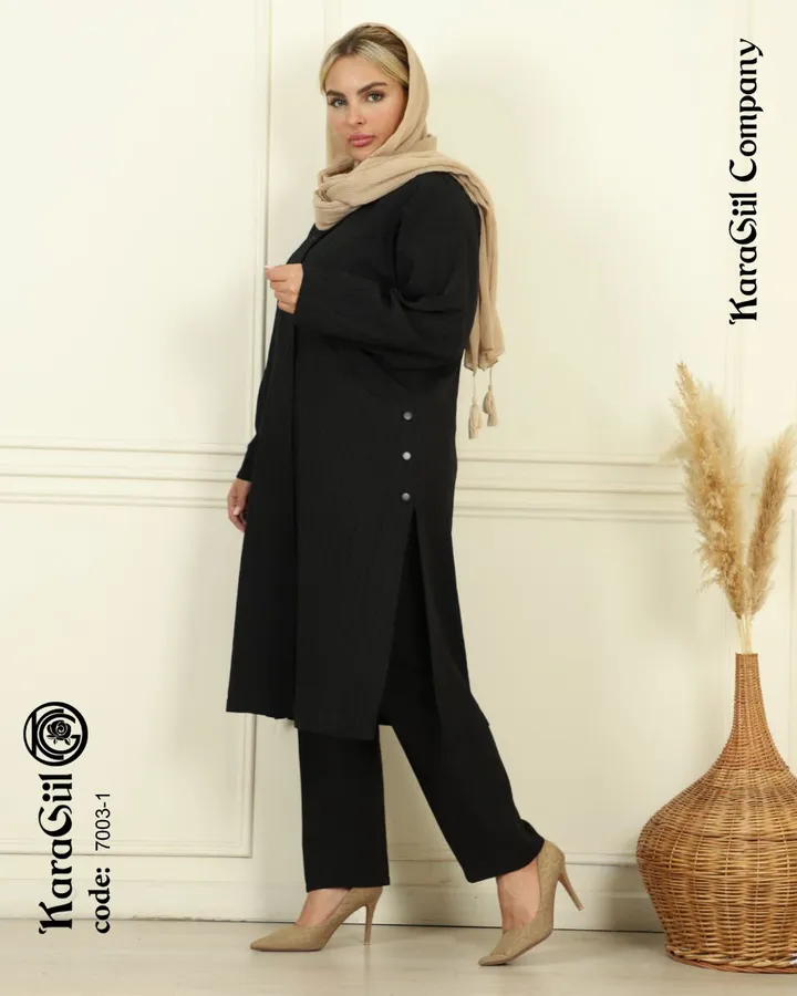 مانتو بلند بغل پرچدار ۷۰۰۳