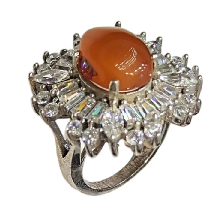 انگشتر نقره زنانه مدل سنگ عقیق یمانی کد 4100