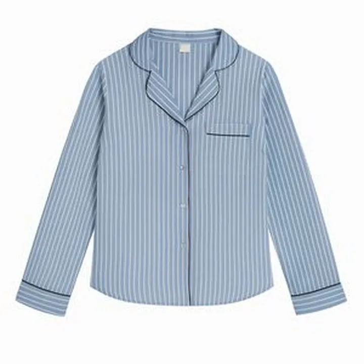 شومیز آستین بلند یقه برگردان زنانه مدل استریپلاین