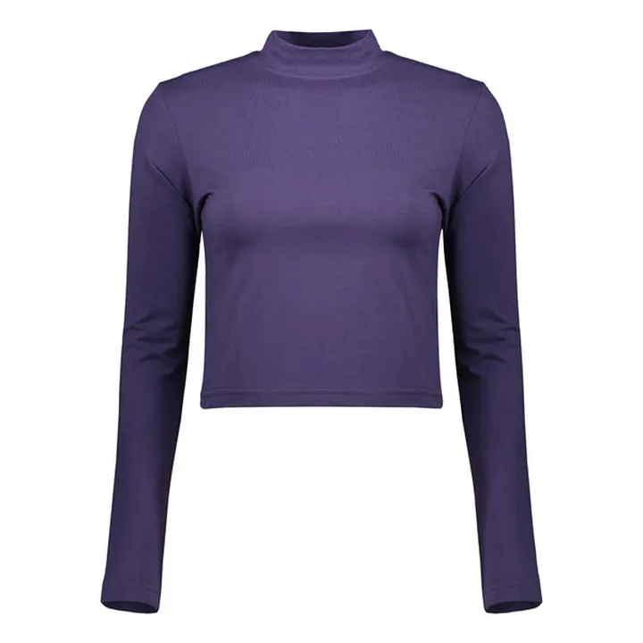 کراپ‌ تی‌شرت آستین بلند زنانه کانتکس مدل 199 رنگ ب...