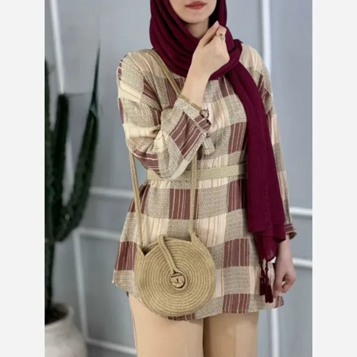 شومیز مهیا جنس لنین با خطوط جنس مخمل کوب