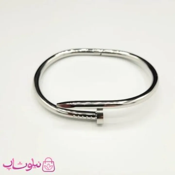 دستبند النگویی زنانه مدل میخی کارتیه نقره ای کد 1391