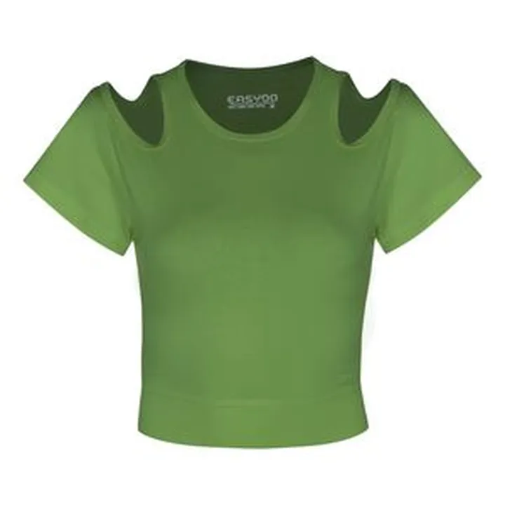 کراپ‌ تی‌شرت آستین کوتاه زنانه ایزی دو مدل 3843059879 رنگ سبز