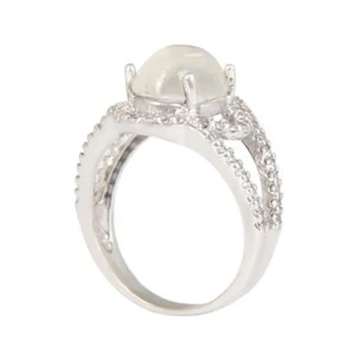 انگشتر نقرهدر نجف زنانه مدل قالب جواهری آبکاری رادیوم کد AWRH_2346