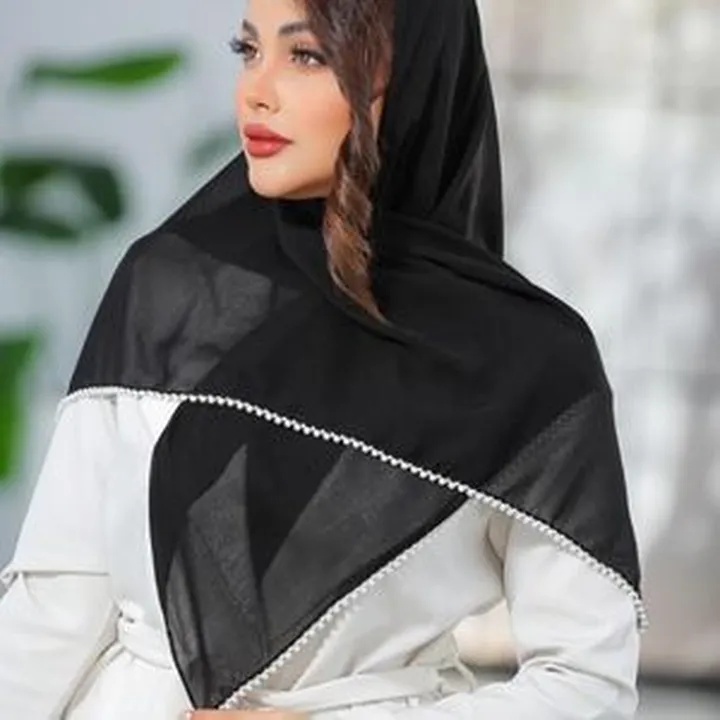 روسری کرپ دور مروارید