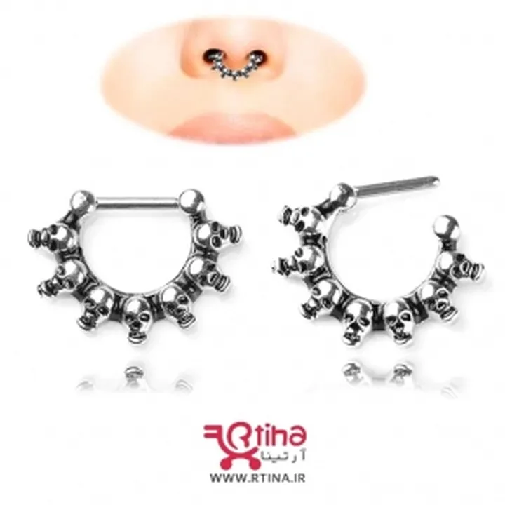 پیرسینگ تیغه بینی مدل Skull ring