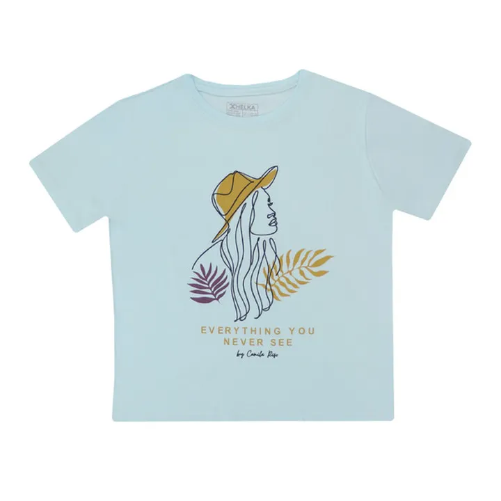 تی شرت آستین کوتاه زنانه هلکاپاژ مدل دختر جذاب