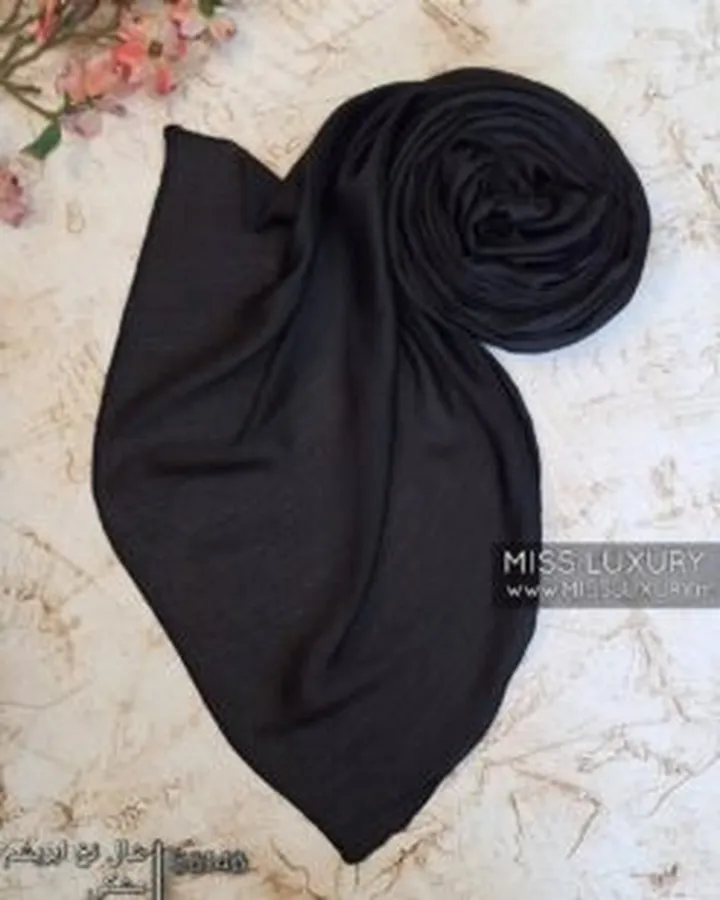 شال نخ ابریشم مشکی S8148