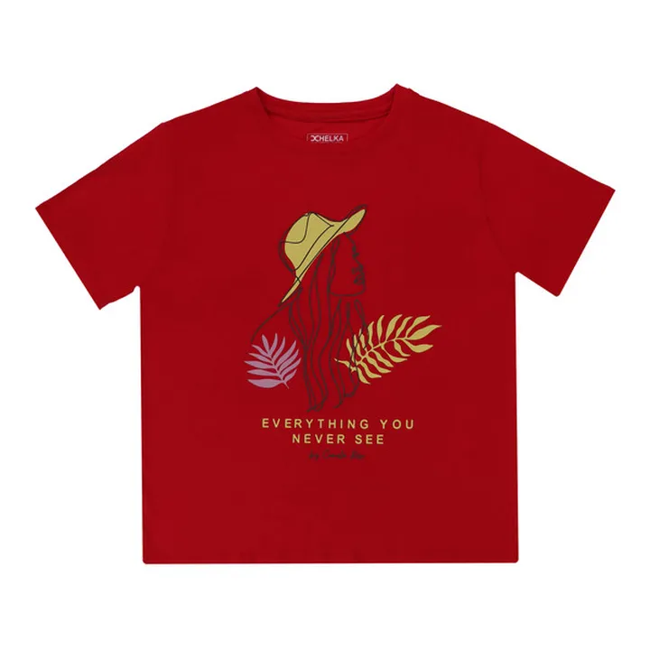 تی شرت آستین کوتاه زنانه هلکاپاژ مدل دختر جذاب