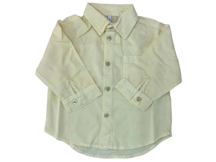 پیراهن کتان نوزاد و کودک پسرانه رنگ زرد لیمویی