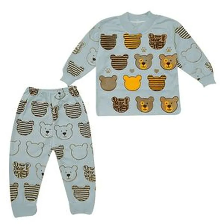 ست تی شرت و شلوار بچگانه طرح کله خرسی کد Tu5 رنگ طوسی