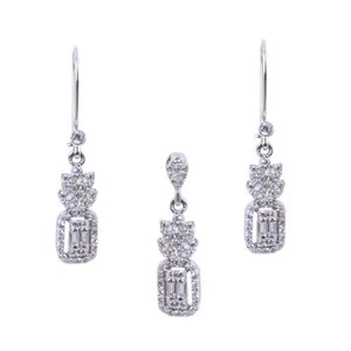 نیم ست نقره زنانه مدل  قالب جواهری برلیان ابکاری رادیوم کد NTR_567