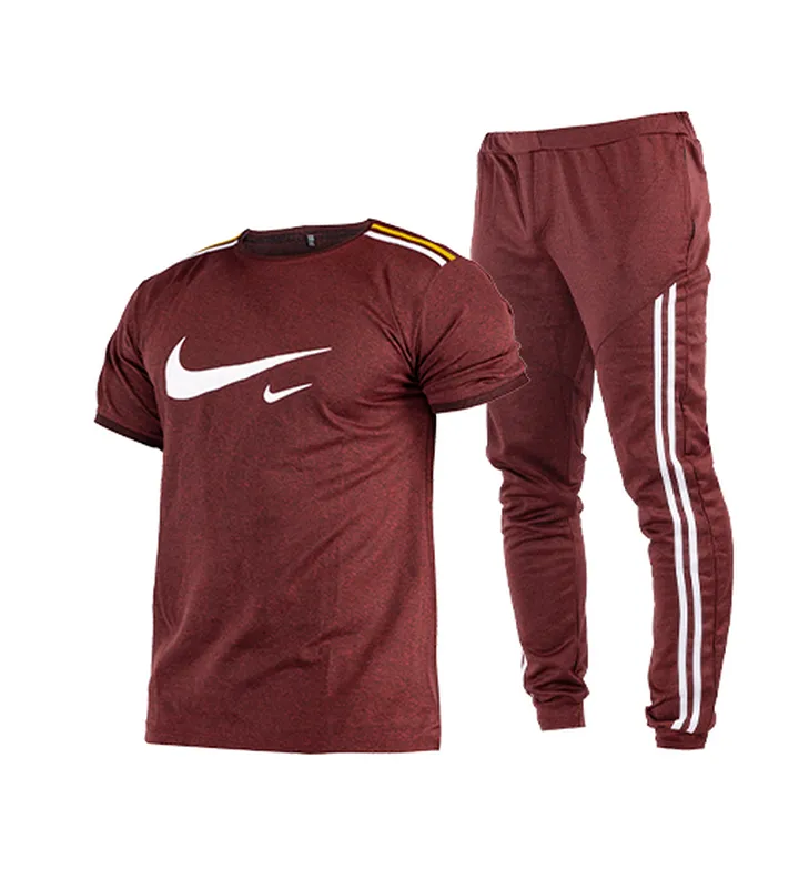 ست تیشرت و شلوار مردانه آستین کوتاه  Nike ساده یقه گرد