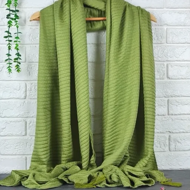 شال صدفی تک رنگ(سبز مغز پسته ای) قواره 200در70 کد SHS05