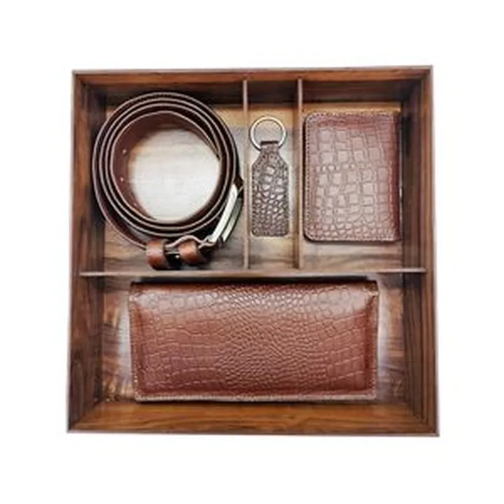 ست هدیه مردانه زیگزا مدل چرم طبیعی D03