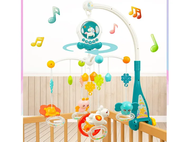 آویز تخت موزیکال و گردان نوزادی طرح اسب تک شاخ هانگر huanger