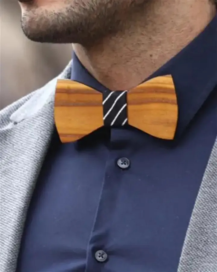 پاپیون مردانه چوبی قهوه ای مشکی Happy Bowtie