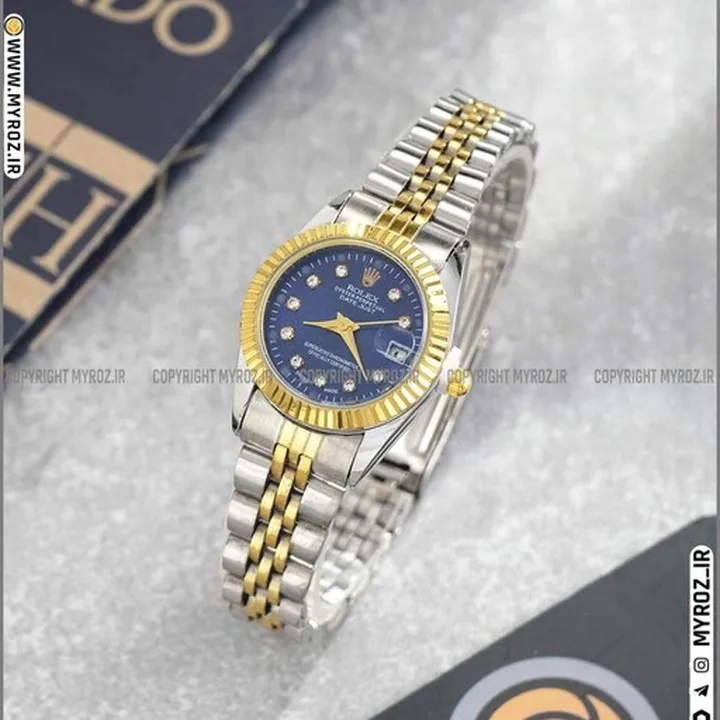 ساعت مچی رولکس rolex  زنانه رنگ ثابت  با جعبه کادویی و باتری مدل2060