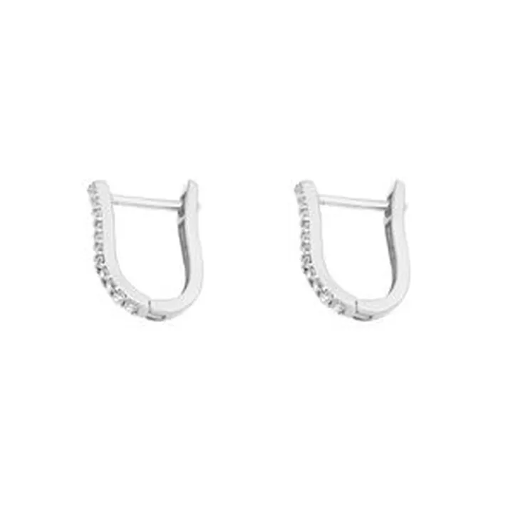 گوشواره میخی طلا 18 عیار زنانه ماوی گالری مدل یو نگینی