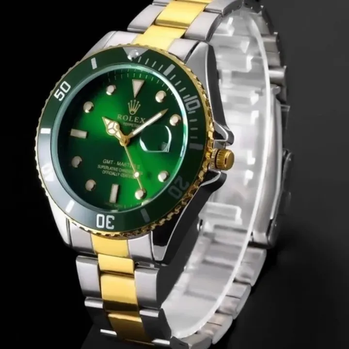 ساعت مچی عقربه ای مردانه Rolex رولکس ساب مارین صفحه سبز بند دو رنگ نقره ایی و طلایی کد 9294