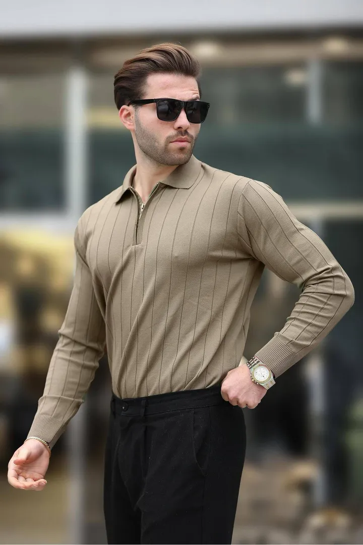 Madmextپلیور بافتنی یقه پولو آنتراسیت